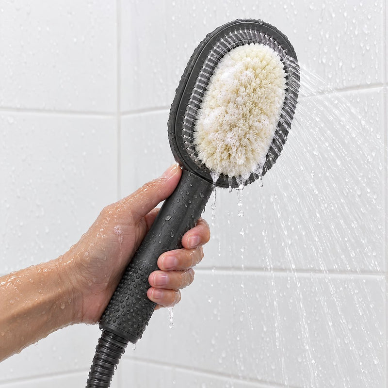 Scrub while it rinses