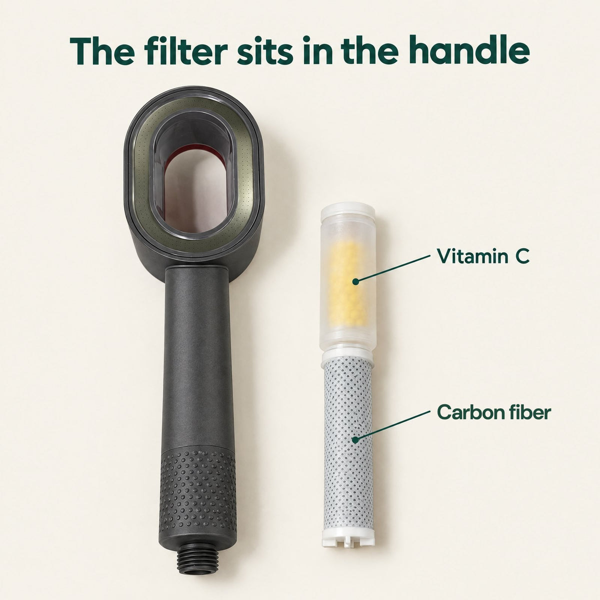 The Vitamin C and carbon fiber filter that sits in the handle